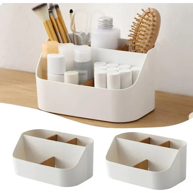 Desk Storage Box Office Supplies Box Makeup Cosmetic Desktop Organizer Plastic Storage Dividing Box for Office Living Room