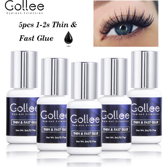 Gollee Glue for Eyelash Extensions 1s Fast Drying 5ml Bonder Glue Lasting False Lash Extension Supplies Professional Makeup Tool