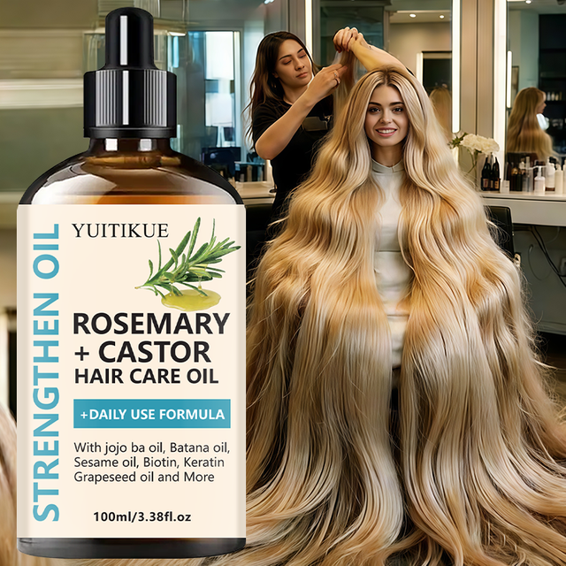 YUITIKUE Rosemary + Castor Strengthening Hair Oil - Daily Use Hair Care Oil with Jojoba & Batana Oil for Hair Growth