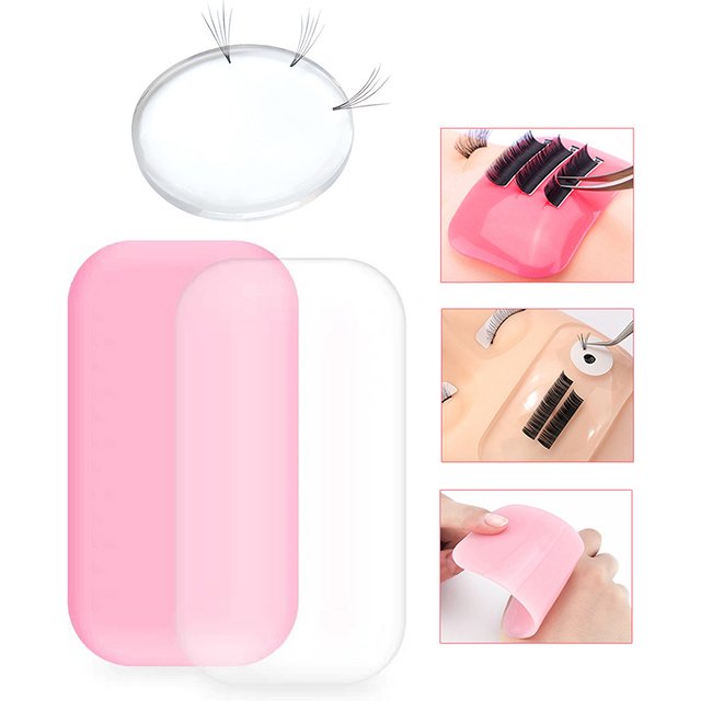 Eyelash Extension Forehead Sticker Silicone Pad Pink Clear Gel Pad Graft Lashes Tray Stand Pallet Pad Holder Makeup Tools