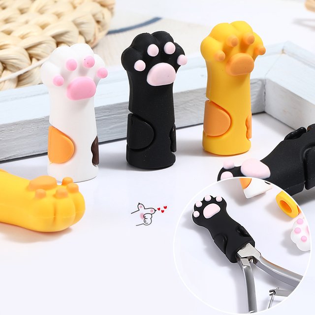 Cute Elastic Cat Claw Silicone Tweezers Guard Anti-Slide Cuticle Nipper Protective Sleeve for Nail Care