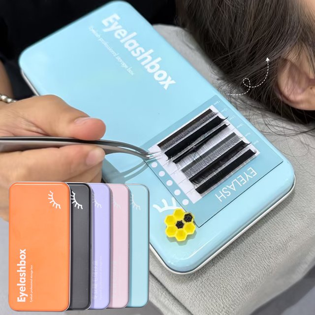 Women Magnetic Eyelash Extension Storage Box, Professional Lash Organizer Case with Magnetic Display Palette Tray, Makeup Tool