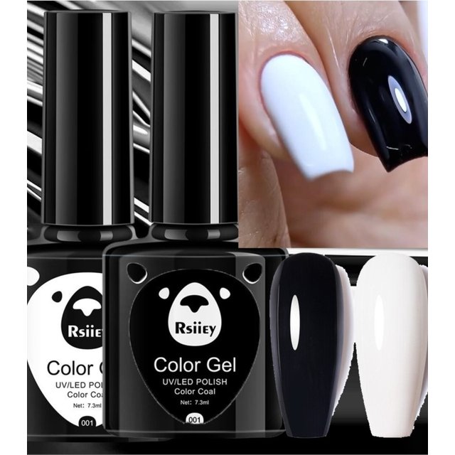 7.3ml Professional Black White Nail Gel Polish Super-Smoth Black&White Gel Nail Polish Semi-Permanent White Black Nail UV Gel