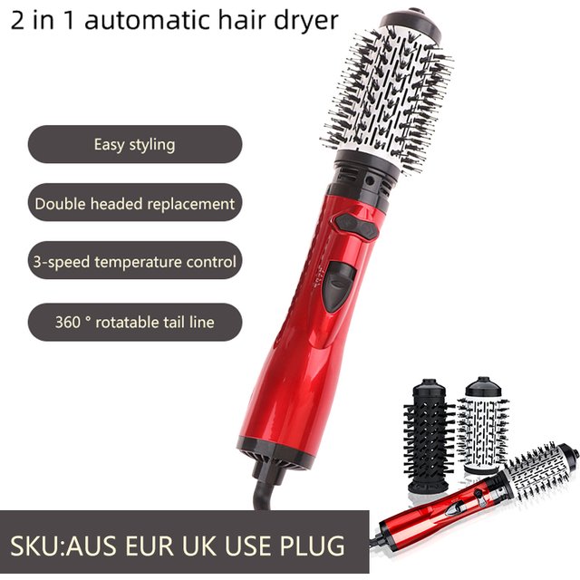 Hair Dryer Brush 2 In 1 Hot Air Spin Brush Curling Straightening Styling Auto-Rotating Ionic Round Blow Dryer Volumizer