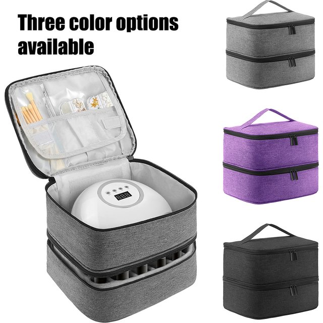 Nail Polish Storage Bag Essential Oil Bag Portable Cosmetic Nail Care Kit Nail Care Tool Storage Box Double Layer 30 Compartment