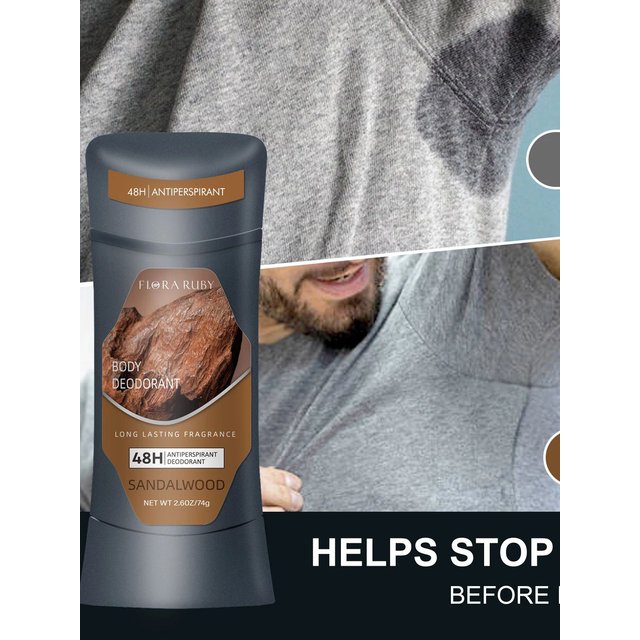 Men Sandalwood Deodorant Stick Anti Sweating Keep Drying Lasting Fragrance Remove Armpit Odor Underarm Refresh Sticks 74g