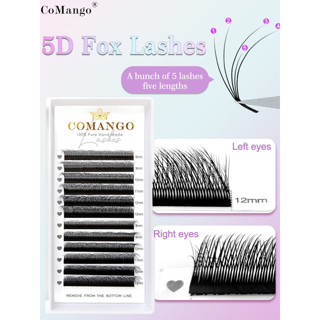 Fox 5D YY Shaped Eyelashes Extension 8-13Mix New Style Matte Black Natural Fox Lashes High Quality Make-up Eyelashes