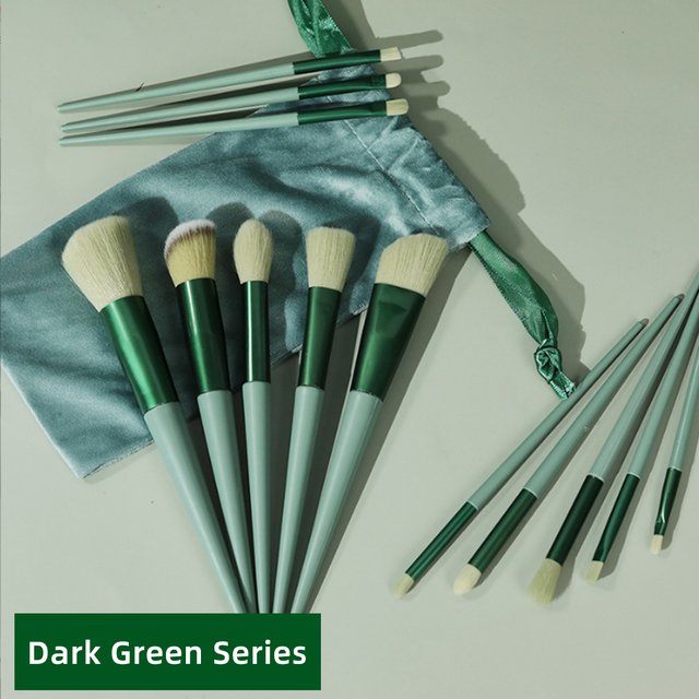 13PCS Makeup Brush Set Green/Pink Soft Nylon Exquisite Brush Essential Daily Makeup Tools Complete Makeup Brush Soft Packaging