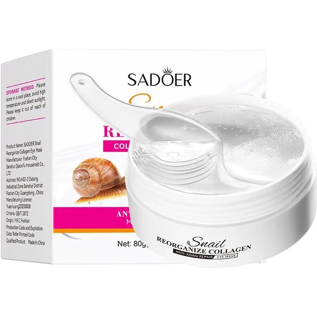60pcs SADOER Snail Collagen Eye Mask Anti Dark Circles Eyes Bags Moisturizing Firming Eye Patches Beauty Eyes Skin Care Products