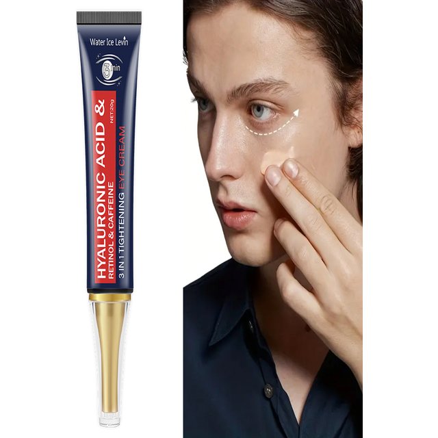 Caffeine and Retinol Eye Cream with Hyaluronic Acid - Anti-allergic moisturizing formula, reduces dark circles, puffiness, and fine lines