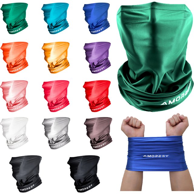 AMORESY Unisex Ice Silk Glossy Sunscreen Full Face Masks Bib Cover Headscarf Motorcycle Fishing Cycling Spandex Outdoor Scarves