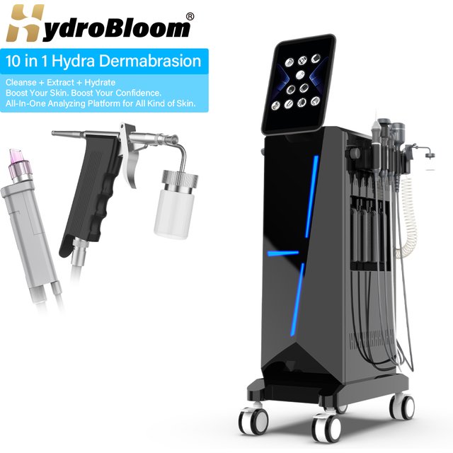 PerfectLaser HydroBloom 10 IN 1 Hydra Dermabrasion Machine Deep Blackhead Removal Pore Minimizing Salon Facial Equipment