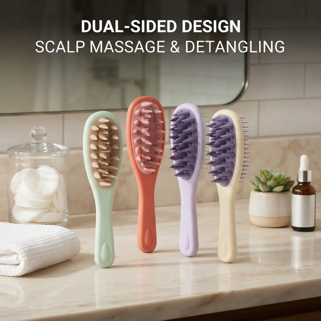 Scalp Massage Shampoo Brush Soft Bristle Hair Washing Comb Anti-Slip Handle Wet Dry Use for Exfoliating Dandruff Scalp Care Tool