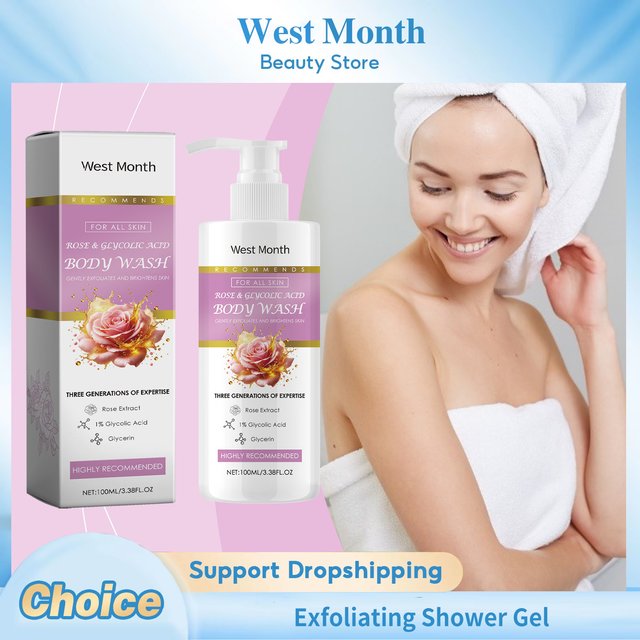 Gel douche exfoliant, nettoyage en profondeur, élimine la vieille peau morte, éclaircit le teint, hydratant, lissant, rafraîchit, blanchissant, lavage du corps
