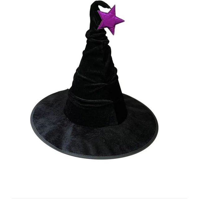 Halloween crumpled witch hat party, witch hat black velvet witch costume makeup accessories hat decorations