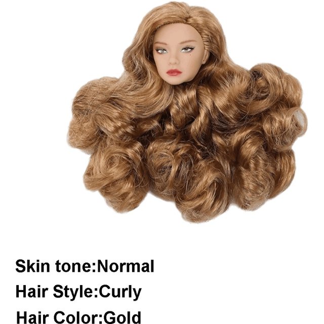 European Face Doll Head Long Hair White Normal Tan Skin Practice Makeup Head Fashion Doll Head for 11.5 Inch BJD Doll Body