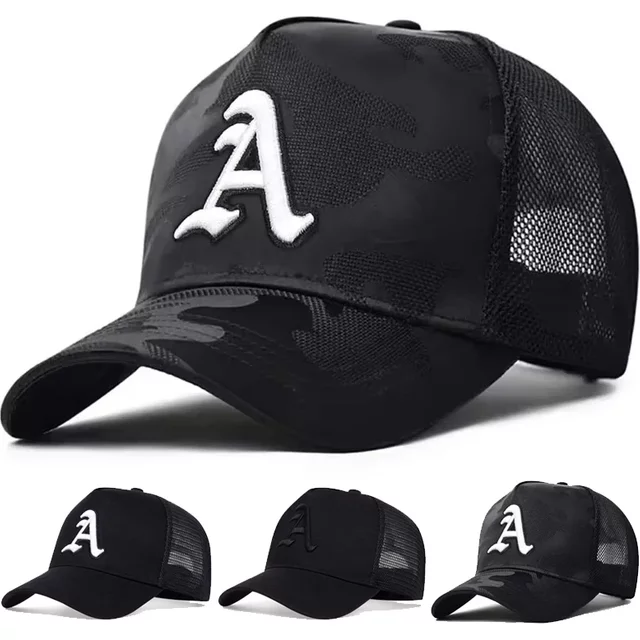 Unisex Gothic Letter A Embroidery Baseball Net Caps Outdoor Adjustable Spring and Summer Casual Sunscreen Hat