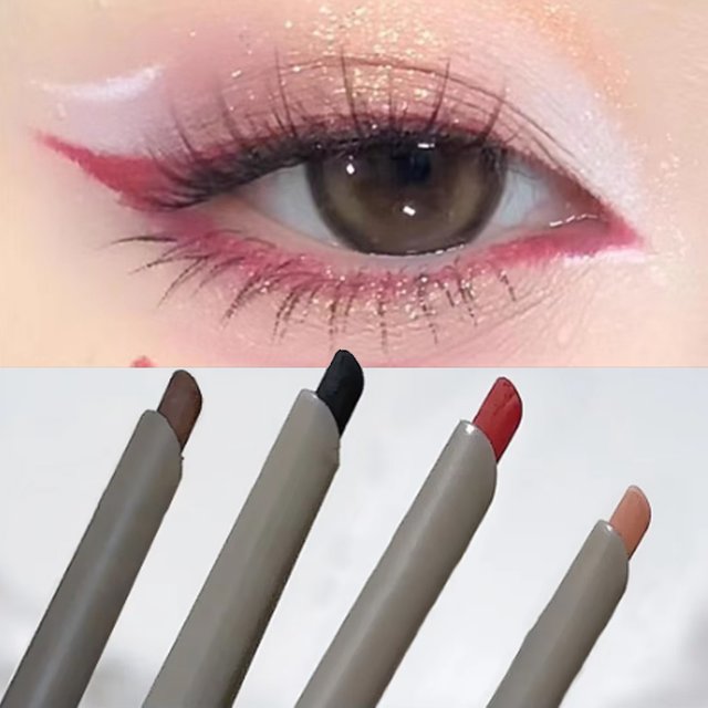 Crayon Eyeliner soyeux longue durée, naturel, mat, vin rouge, couché, ver à soie, facile à colorer,