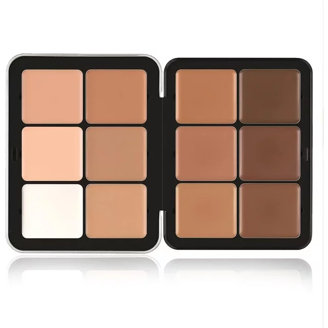12 Colors Concealer Multi-Purpose Makeup Brightening Not Stuck Powder Contour and Highlighter Palette Bronzer Cream Palette