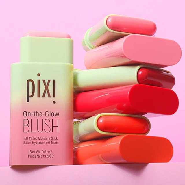 Pixi On-the-Glow Blush Stick Creamy Hydrating Formula Ruby/Warm/Juicy Shades Buildable Pigmented Cheek Blush For All Skin Tones