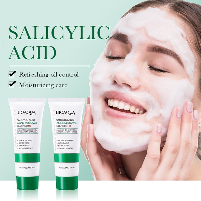 BIOAQUA Salicylic Acid Facial Cleanser Acne Treatment Moisturizing Oil Control Skincare Face Wash Foam Face Cleanser Skin Care