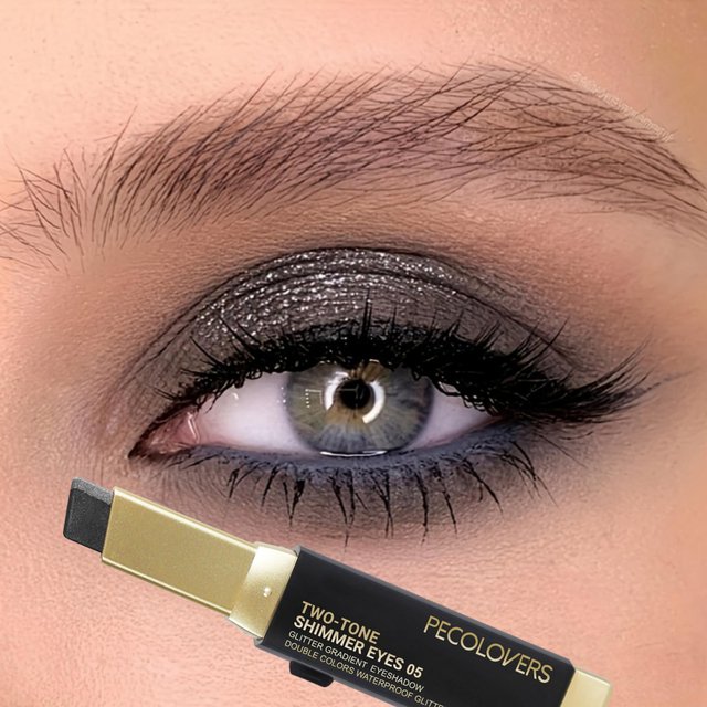 Two Shades Glitter Eyeshadow Stick, High Pigmentation & 6 Color Option & Gradient Smudge, Easy To Use, Portable & Lightweight