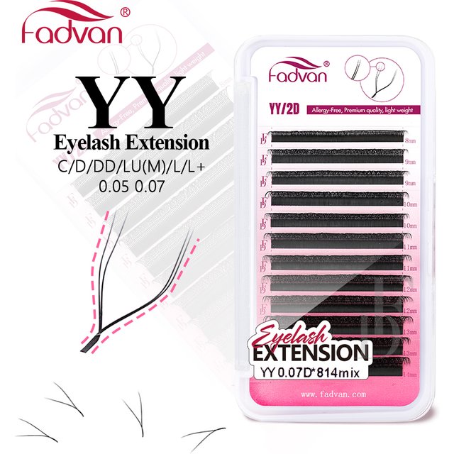 FADVAN YY Shape Eyelashes Extension 0.05/0.07 Soft Premium False Eyelashes individual Makeup Black Crisscross Beauty