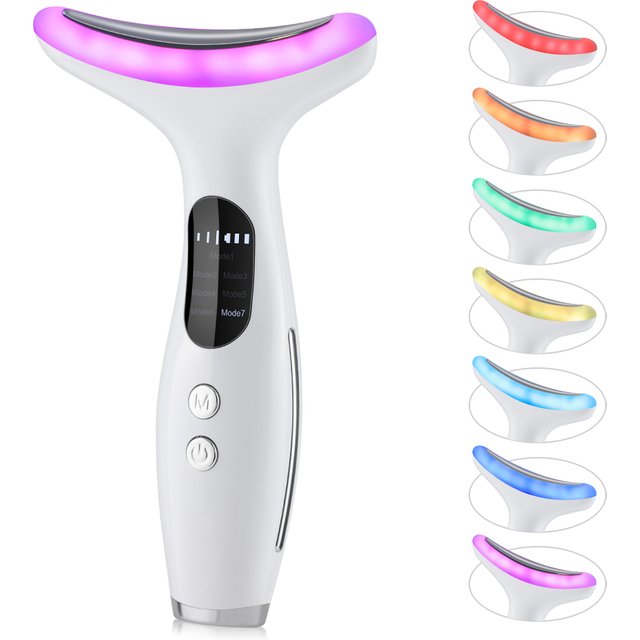 Micro-current Neck & Face Beauty Device LED IPL Skin Rejuvenation Double Chin Reducer Facial Lifter Skin Tightening Massager