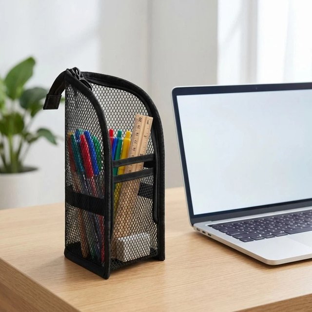 Large Capacity EVA Cosmetic Bag Waterproof Space Saving Portable Beauty Case Vertical Design Zipper Closure Women's Washbag