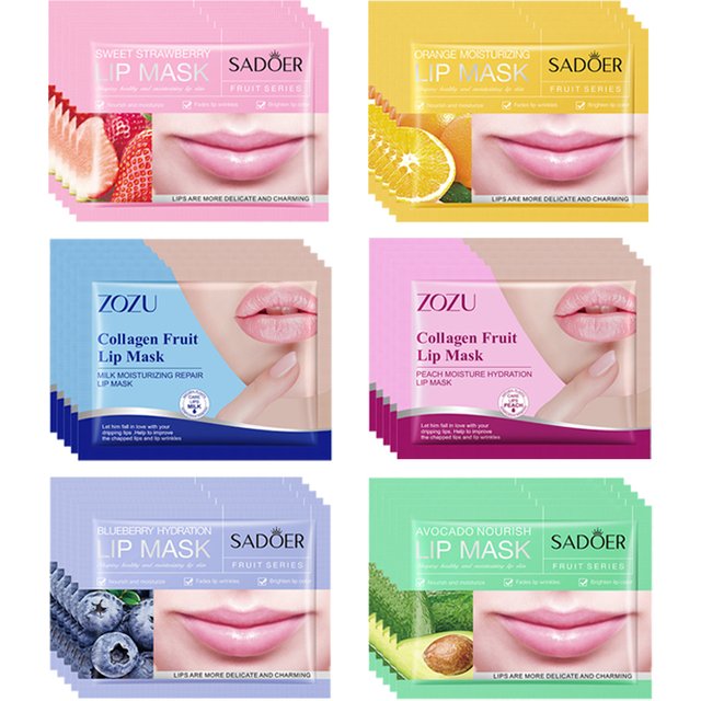 30pcs Fruits Lip Mask Moisturizing Nourishing Collagen Lip Patches Plump Lips Beauty Skincare Lips Pads Lipmask Skin Care