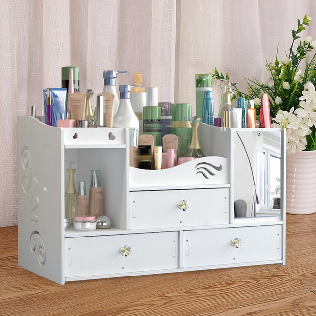 3 Tier Makeup Case Holder Drawers Makeup Organizer Cosmetics Storage Drawers Large Capacity White for Vanity Desk Dresser
