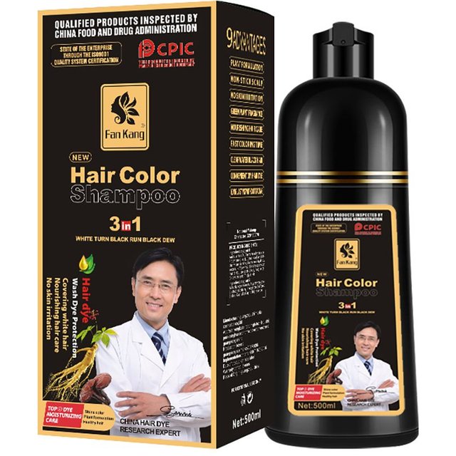 Black Hair Dye Shampoo Organic Natural Plant Essence Hair Coloring Cream 500ML Fast Hair Color Cover Dye Shampoo for women Men