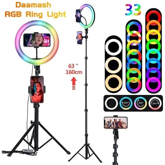 10 Inch Dimmable RGB LED Selfie Ring Fill Light 26CM Photo Ring Lamp With Tripod For Makeup Video Live Aro De Luz Para Celular