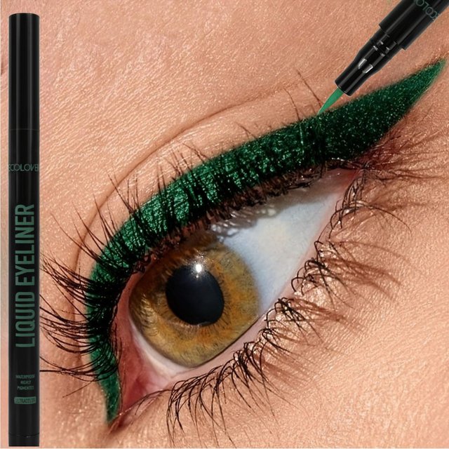1 stylo eyeliner liquide vert longue tenue 24 heures - Formule non collante pour un maquillage des yeux profond et sublimé