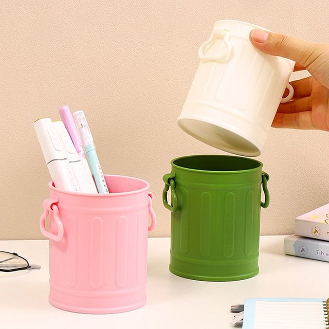 Cute Pen Holder Portable Simple Plastic Makeup Brush Storage Box Large Capacity Reusable Pen Bucket Student