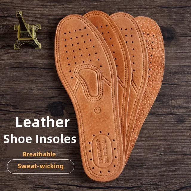 1Pair Cowhide Insole Sports Casual Leather Shoes Insoles Soft Breathable Deodorant Shoe Sole Shoes Accessories