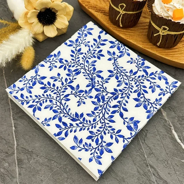 Thickened Color Printing Napkin Square Facial Tissue Hotel Western Restaurant Table Setting Celadon Napkins Paper Napkins 20pcs