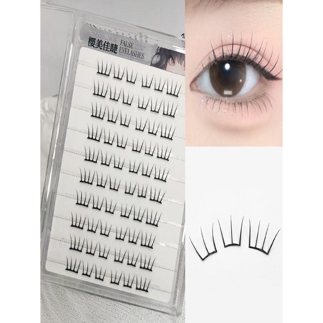 11-13mm Korean Style Glue Free False Eyelashes Reusable Fake Lashes Eye-Lifting Effect for Gilrs DIY Makeup Use