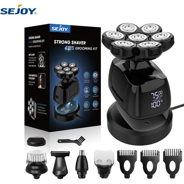 SEJOY Electric Shaver for men 7D Magnetic Floating Wet/Dry Head Razor Hair Trimmer USB Rechargeable LED Display Beard Trimmers