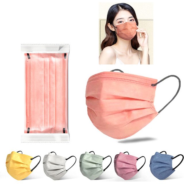 50Pcs 3/4 Layer Mask Face Masks Melt Blown Cloth Disposable Safety Anti-Dust Protective Masks Adults Non-wove Earloop Masque