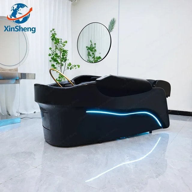 Modern Design Japanese Head Shampoo Chair and Massage Bed with Ceramic Basin and Sink for Barber Salon