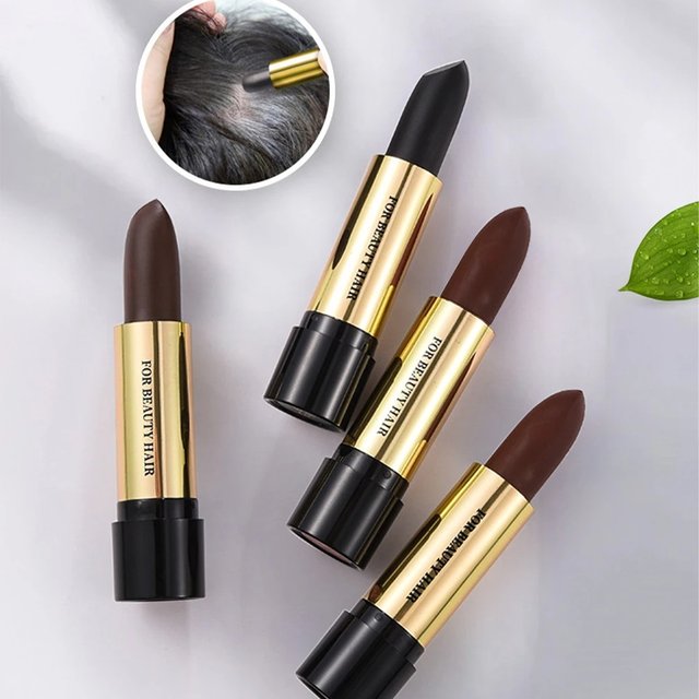 Black and Brown One-off Temporary Hair Coloring Covered White Hairs Hairline Disposable Lipstick Hair Dye Stick Smear Type Dye