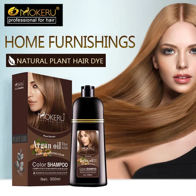 Mokeru naturel organique brun couleur de cheveux permanente coloration des cheveux shampooing longue