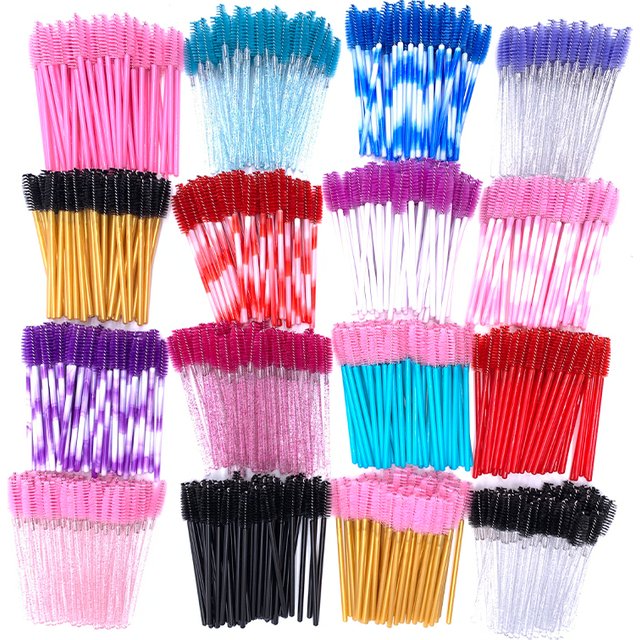 YGirlash 50 pièces cils cygnes cristal applicateur de cils jetable diamant poignée Nylon Mascara