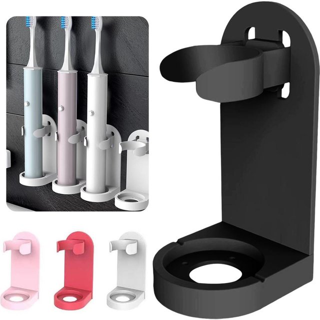 Wall-Mounted Electric Toothbrush Holder Plastic Tooth Hook Razor Rack Storage Space Shelf Bathroom Home Accessories Saving V9P0