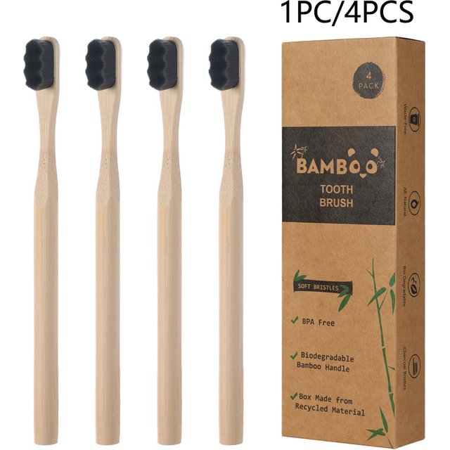 1PC/4PCS Bamboo Toothbrush for Adult,Biodegradable Toothbrush Soft Bristles,10000 Soft Natural Bristle Toothbrush Oral Hygiene