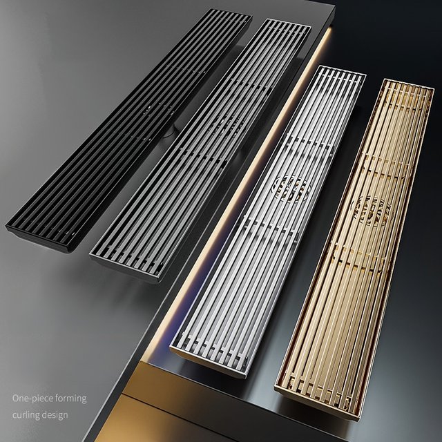 85mm Wide 304 Stainless Steel Long Strip Floor Drain Gold Black Bathroom Shower Grille Linear Rectangular Deodorant Floor Drain
