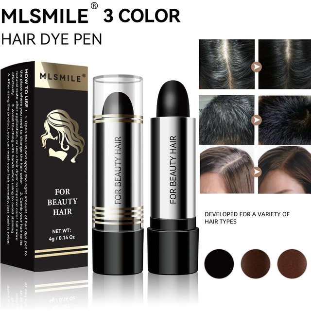 Natural Black Hair Coloring Stick Instant White Coverage Disposable Lipstick Style Dye Pen Easy Wash Out Chalk