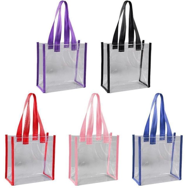 Transparent Pvc Clear Tote Bag Large Capacity Car Sewn Plastic Cosmetics Shopping Bag Jelly Bag Gift Bag Can