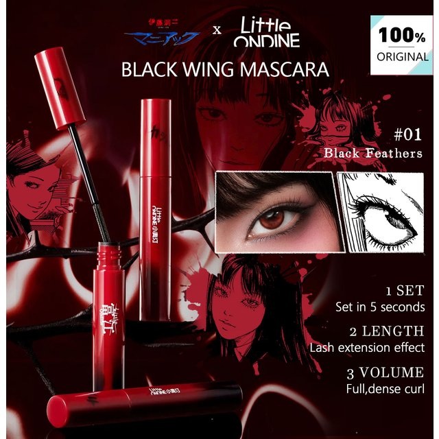 Little ONDINE BLACK WING MASCARA,Rich & Volumizing,Smooth Application,Fast-Drying Film,Separated & Defined,Long-Lasting Curl